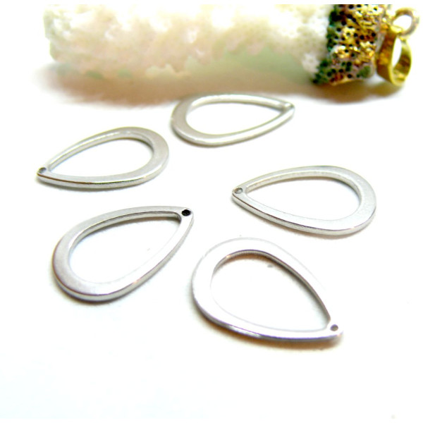 Pendentifs Goutte 17mm – Acier Inoxydable 304 Argenté