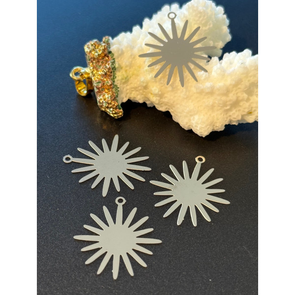 Estampes Soleil 22 mm – Acier Inoxydable 304 Argenté