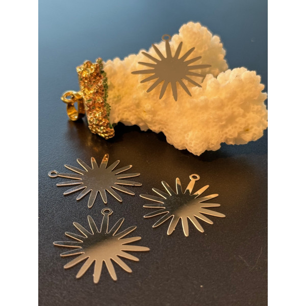 Estampes Soleil 22 mm – Acier Inoxydable 304 Argenté