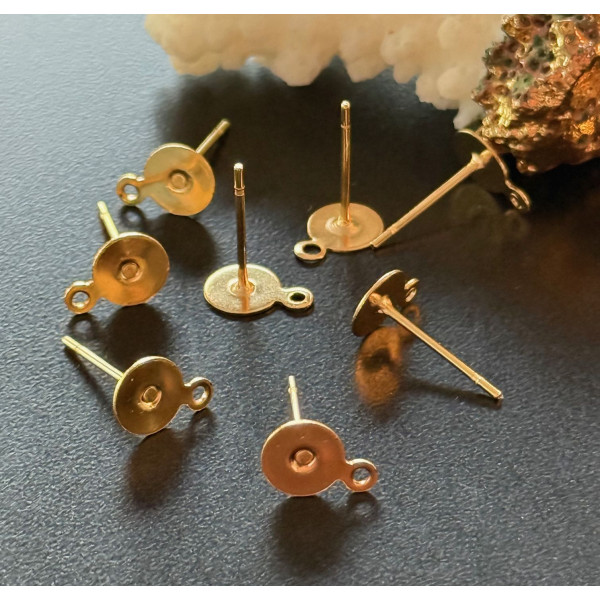 Supports Puce Boucle d’oreille 6mm – Acier Inoxydable 304 Doré à l'or fin 18K