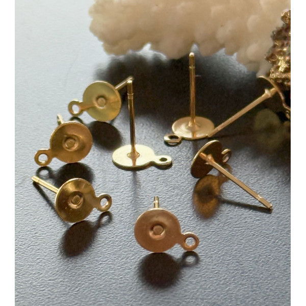 Supports Puce Boucle d’oreille 6mm – Acier Inoxydable 304 Doré à l'or fin 18K