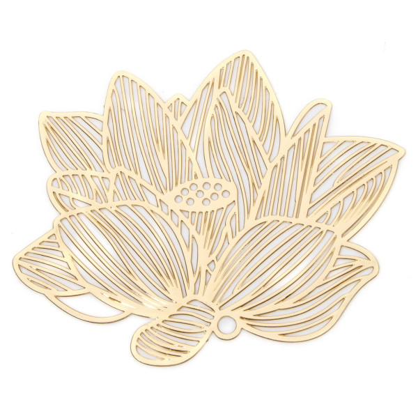 Estampes Pendentifs Filigrane Fleur de Lotus 61mm – Métal Doré