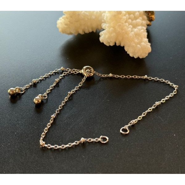 Bracelets Réglable 26 cm Maille 2mm Acier Inoxydable 304 Argenté