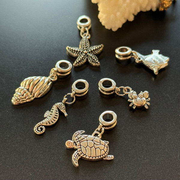 Pendentifs avec Bélière Thème Marin (Coquillage, Tortue, etc.)  Métal Finition Argent Antique