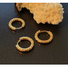 Créoles Rondes martelées  15 par 2.5 mm – Acier Inoxydable 304 Doré à l'or fin 18K, IONIQUE