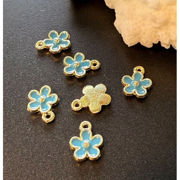 Pendentifs Fleur 8 mm – Résine Émaillée Bleu