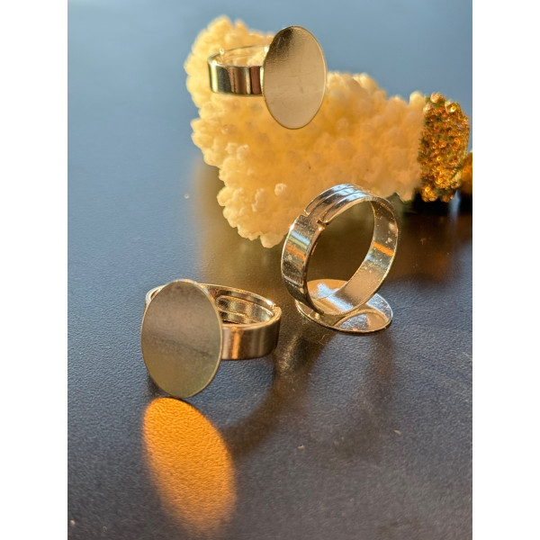 Supports de Bague Ovale Plat 16 x 11mm – Laiton Finition Argent Platine