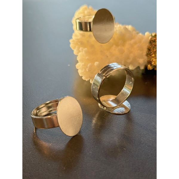 Supports de Bague Ovale Plat 16 x 11mm – Laiton Finition Argent Platine