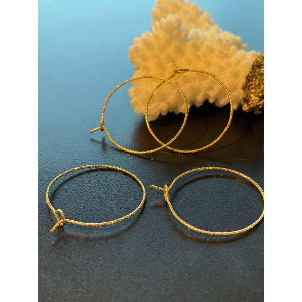 Boucles d'Oreilles Créoles Tige Martelées 30mm – Acier Inoxydable 316 Doré Placage Ionique