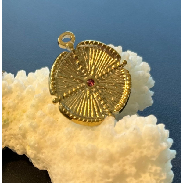 Pendentif Bohème avec Strass 20 mm – Acier Inoxydable 304 Doré, Placage Ionique