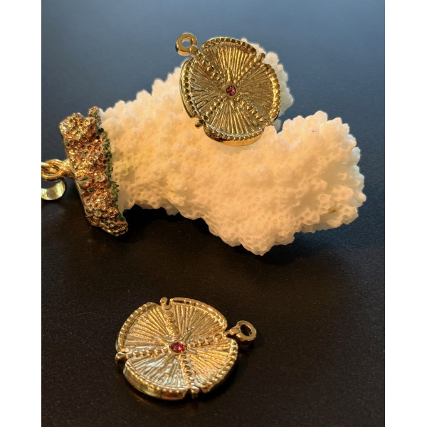 Pendentif Bohème avec Strass 20 mm – Acier Inoxydable 304 Doré, Placage Ionique