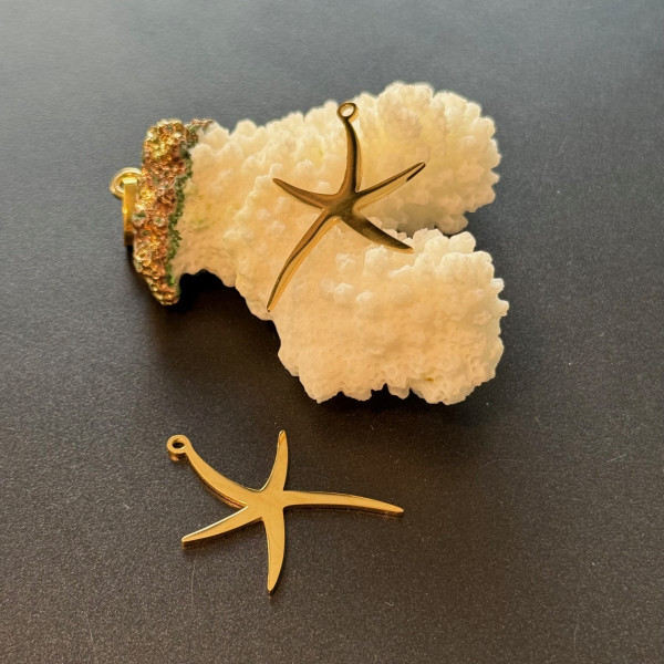 Pendentif Étoile de Mer 29 mm – Acier Inoxydable 304 Doré à l’Or Fin 18K