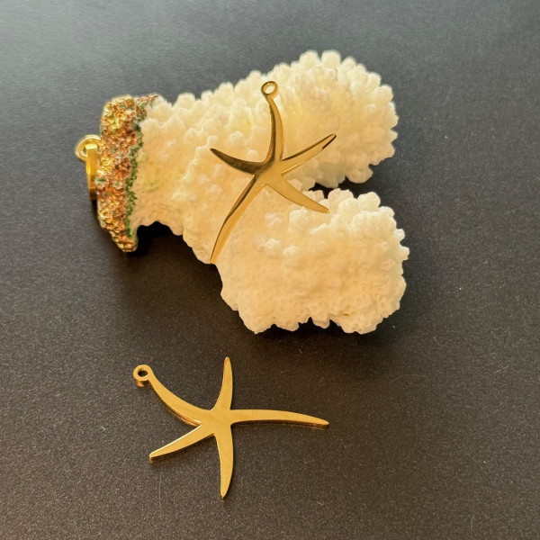 Pendentif Étoile de Mer 29 mm – Acier Inoxydable 304 Doré à l’Or Fin 18K