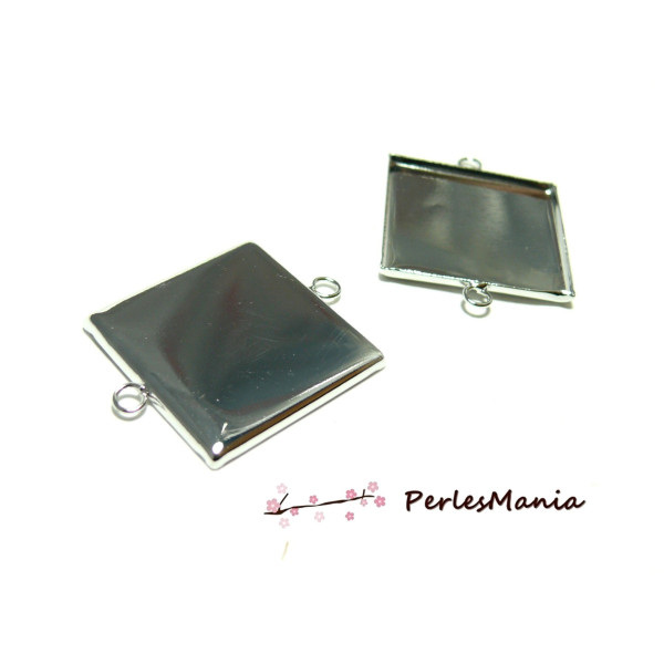 Supports de pendentif connecteur carré 25mm Argent platine