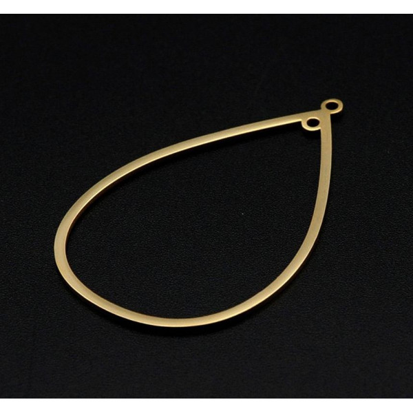 Breloque Connecteur Goutte 40 x 25 mm – Acier Inoxydable 304 Doré à l’Or Fin 24K, Placage IONIQUE