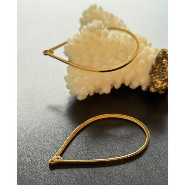 Breloque Connecteur Goutte 40 x 25 mm – Acier Inoxydable 304 Doré à l’Or Fin 24K, Placage IONIQUE