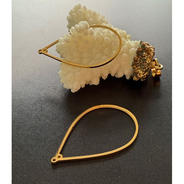 Breloque Connecteur Goutte 40 x 25 mm – Acier Inoxydable 304 Doré à l’Or Fin 24K, Placage IONIQUE