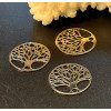 Estampes Connecteurs Filigrane Médaillon Arbre 15 mm – Laiton Argenté