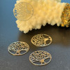 Estampes Connecteurs Filigrane Médaillon Arbre 15 mm – Laiton Argenté