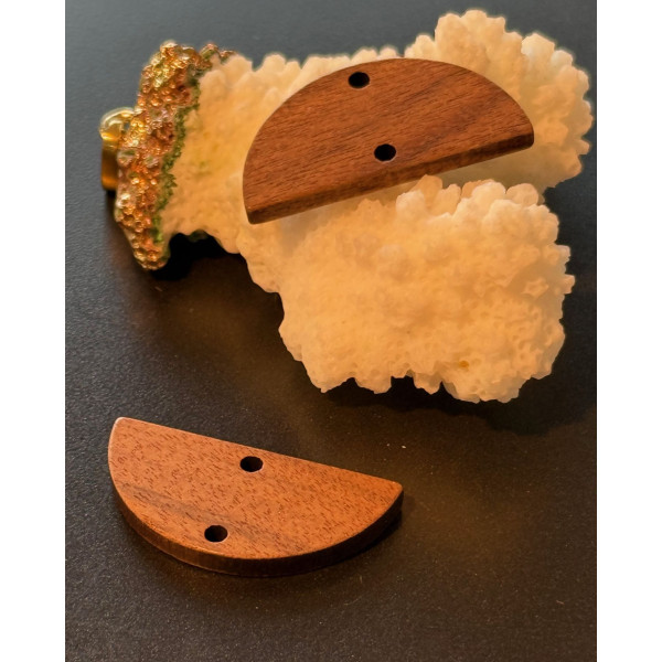 Pendentifs connecteurs Demi-Cercle 28 mm – Bois