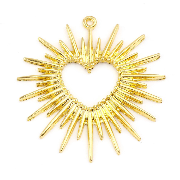 Pendentifs Cœur Soleil 44 mm – Laiton Doré