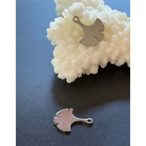 Pendentifs Feuille de Ginkgo 15 mm – Acier Inoxydable Argenté