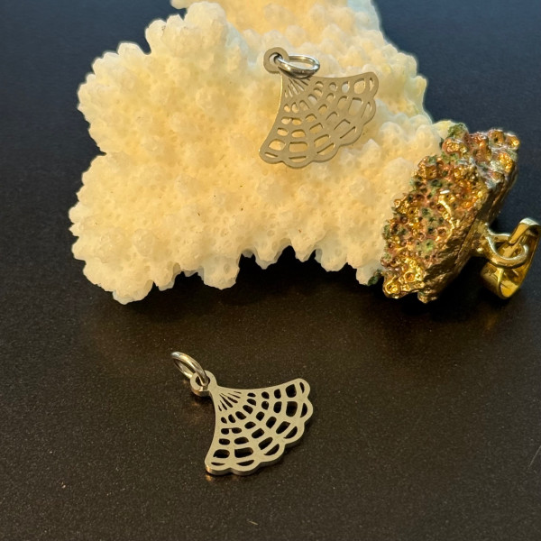 Pendentifs avec Anneau Éventail 15 mm – Acier Inoxydable 304 Argenté