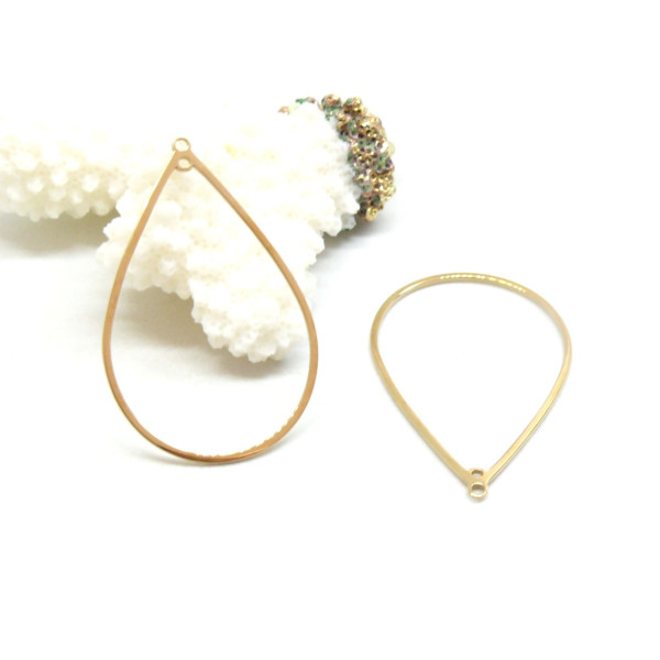 Breloque Connecteur Goutte 40 x 25 mm – Acier Inoxydable 304 Doré à l’Or Fin 24K, Placage IONIQUE