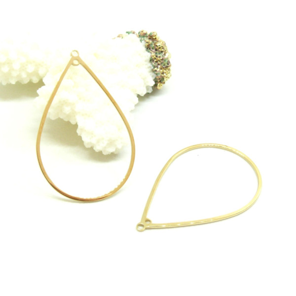 Breloque Connecteur Goutte 40 x 25 mm – Acier Inoxydable 304 Doré à l’Or Fin 24K, Placage IONIQUE