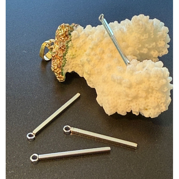 Pendentifs Tige Rectangle 33mm – Acier Inoxydable 304 Argenté