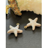 Pendentif Étoile de Mer style résine emaillé Blanc 16mm – Acier Inoxydable 304 Doré à l’Or Fin 18K