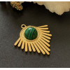 Pendentif Éventail Art Déco 27 mm avec Malachite Synthétique – Acier Inoxydable 304 Doré, Placage Ionique