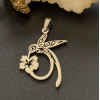 Pendentifs avec Bélière Oiseau, Colibri et Fleur d’Hibiscus – Acier Inoxydable 304 Argenté