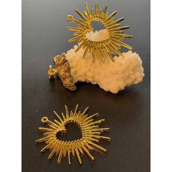 Pendentifs Cœur Soleil 44 mm – Laiton Doré