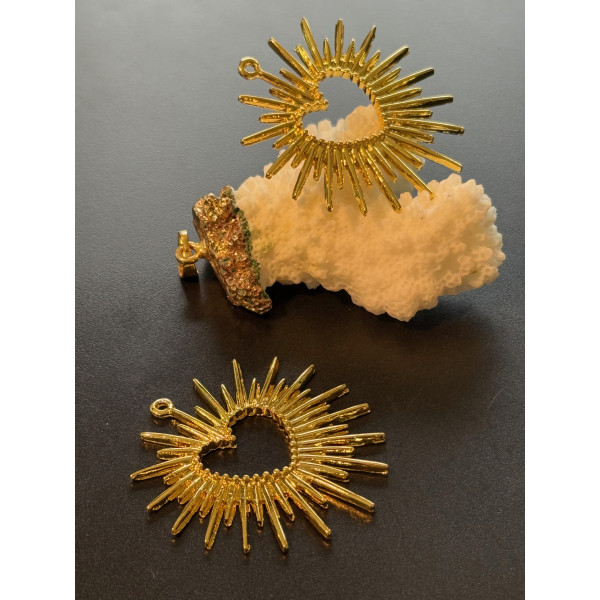 Pendentifs Cœur Soleil 44 mm – Laiton Doré