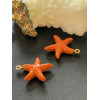 PS11953875– Lot de 1 Pendentif Étoile de Mer style résine emaillé Orange 16mm – Acier Inoxydable 304 Doré à l’Or Fin 18K
