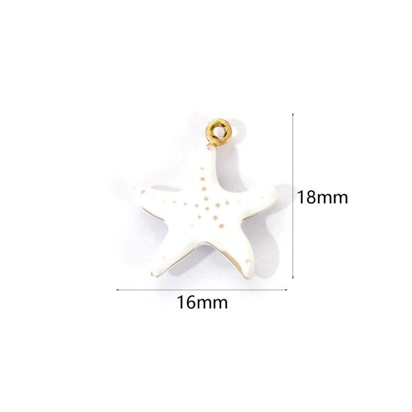 Pendentif Étoile de Mer style résine emaillé Blanc 16mm – Acier Inoxydable 304 Doré à l’Or Fin 18K
Caractéristiques