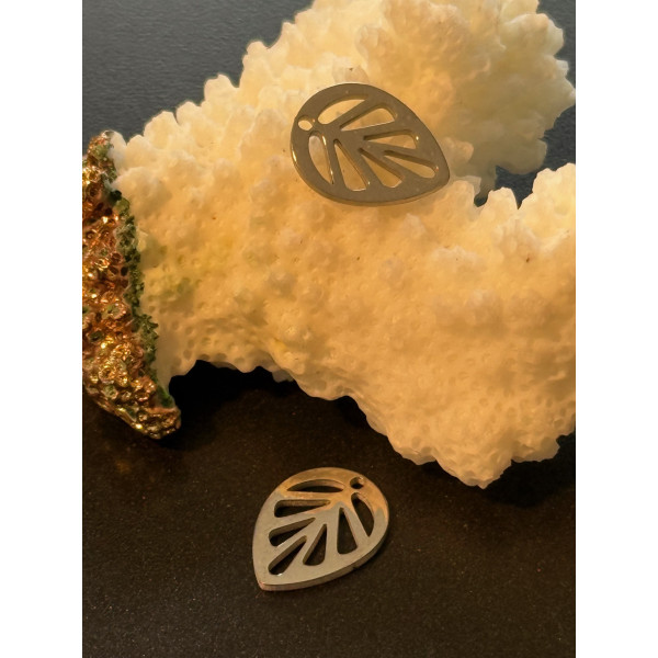 Pendentifs Feuille 12 mm – Acier Inoxydable 304 Argenté