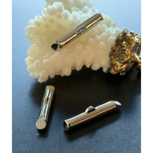 Embouts Pince Tubes 20mm Miyuki, Tissage, Chaîne à Billes – Argent Platine