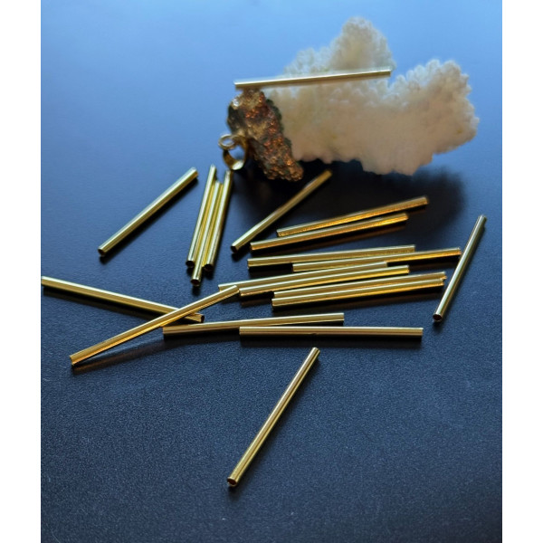 Perles Intercalaires Tubes Fins  35x1.8mm – laiton finition Doré