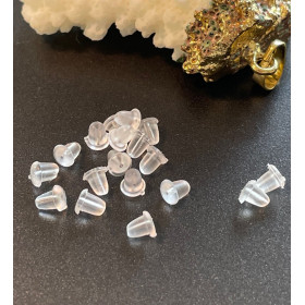 boite avec 1000 Stoppeurs Embouts Poussoirs  Plastique Transparent 4 par 4mm pour Boucles d’oreille Puce et Crochets