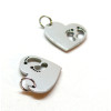 Pendentifs avec anneau Petits Pieds dans Cœur 17x13mm – Acier Inoxydable 304 Argenté