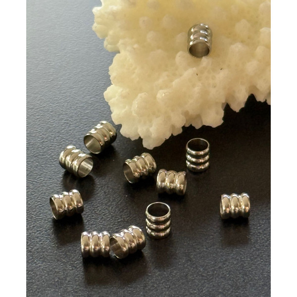 Perles Intercalaires Tube 4mm – Acier Inoxydable  finition Argenté