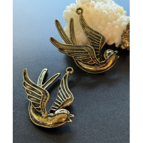 Pendentifs  Oiseau 3D 43mm – Métal Bronze Antique