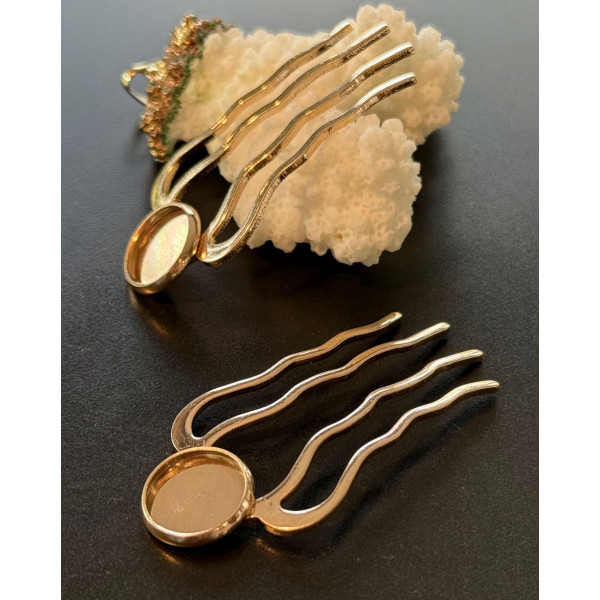 Supports de Peignes à Cheveux Rétro 25x51 mm – Pour Cabochon 12 mm – Finition Or Rose Clair