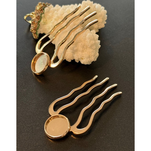 Supports de Peignes à Cheveux Rétro 25x51 mm – Pour Cabochon 12 mm – Finition Or Rose Clair