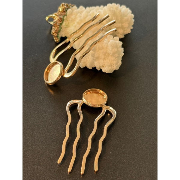 Supports de Peignes à Cheveux Rétro 25x51 mm – Pour Cabochon 12 mm – Finition Or Rose Clair