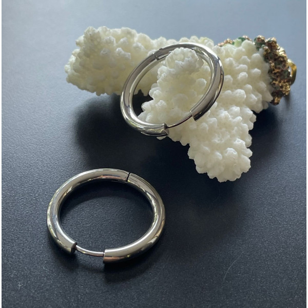 Créoles Rondes 14mm – Épaisseur 2 mm – Acier Inoxydable 316 Argenté