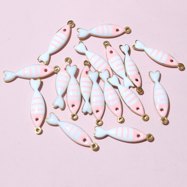 Pendentifs Poissons 18x5mm – Résine Émaillée & Acier Inoxydable 304 Doré PVD