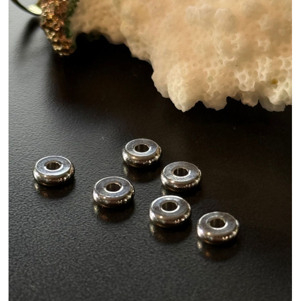 Perles Intercalaires Rondelles 6x2mm – Acier Inoxydable 304 Argent Platine